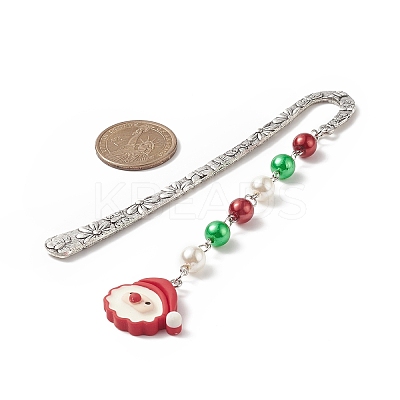 Christmas Theme Resin Pendant Bookmarks AJEW-JK00206-1