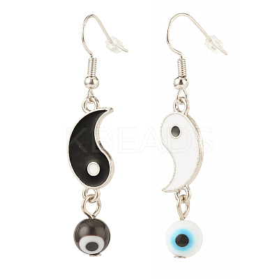 Alloy Enamel Yin Yang Matching Asymmetrical Earrings EJEW-JE04894-03-1