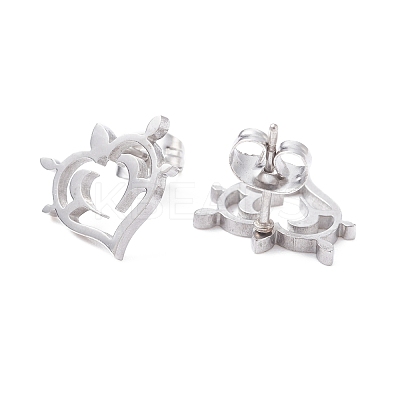 Non-Tarnish Heart 304 Stainless Steel Stud Earrings for Women EJEW-Z017-05P-1