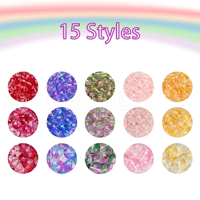 565Pcs 15 Style Transparent Spray Painted Glass Beads Strands GLAA-YW0001-47-1
