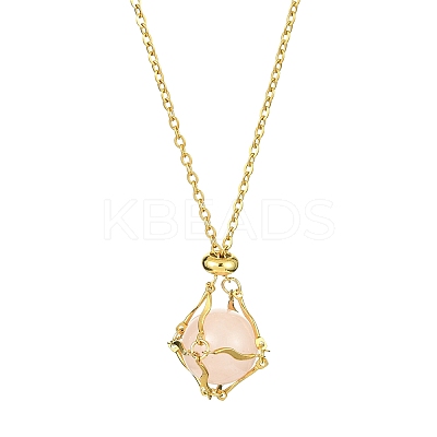 Crystal Cage Holder Necklace NJEW-JN04603-02-1
