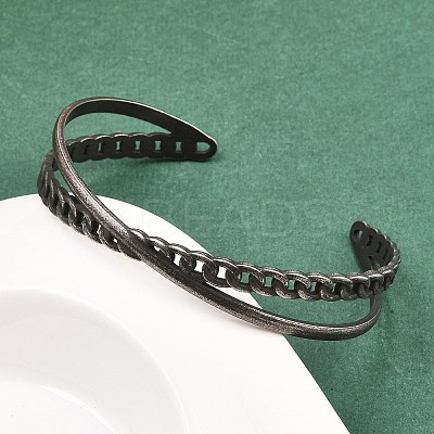 316 Surgical Stainless Steel Criss Cross Cuff Bangles BJEW-C125-09AS-1