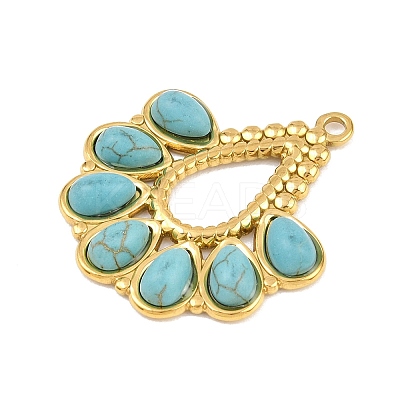 Bohemian Style 304 Stainless Steel with Dyed Synthetic Turquoise Pendants LS-STAS-G381-01G-1