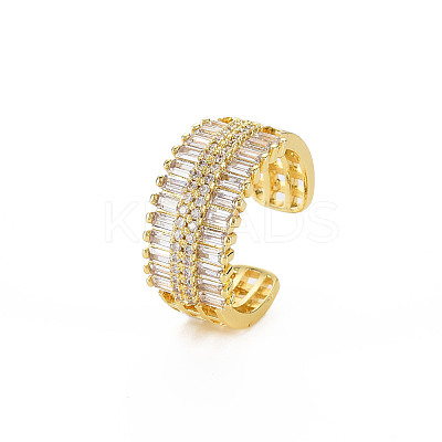 Brass Micro Pave Cubic Zirconia Cuff Rings for Women RJEW-T016-37G-02-1