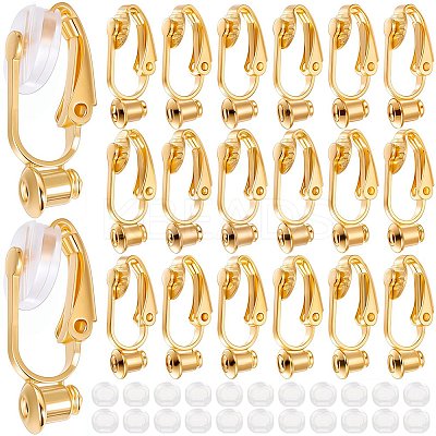 36Pcs Brass Clip-on Earring Converters Findings KK-SP0001-10G-1