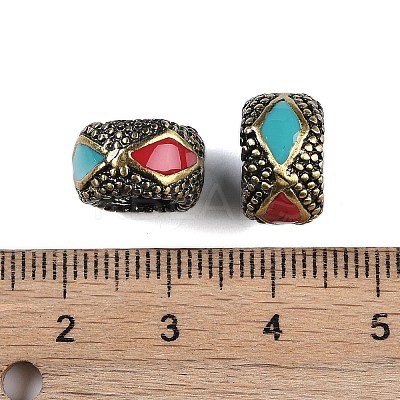 Brass Enamel European Beads KK-A226-02AB-1