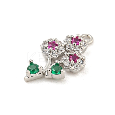 Rack Plating Brass Micro Pave Cubic Zirconia Pendants KK-P277-17P-1