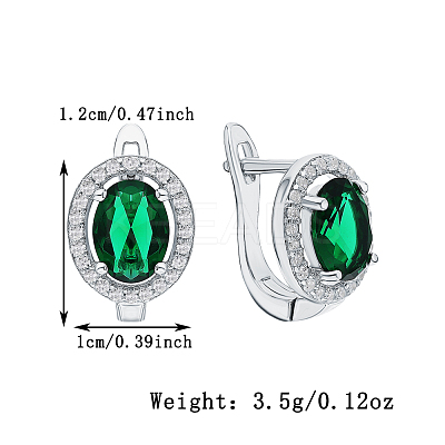 Sterling Silver Glass Oval Hoop Earrings for Women PM6315-2-1