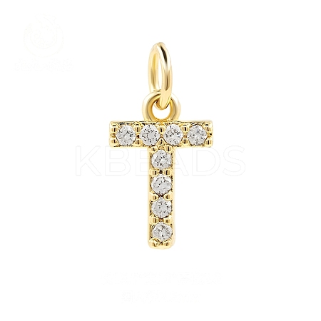 Brass Cubic Zirconia Pendants with Jump Rings FIND-PW0024-09T-1