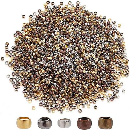 2500Pcs 5 Colors Brass Crimp Beads KK-AR0004-18-1