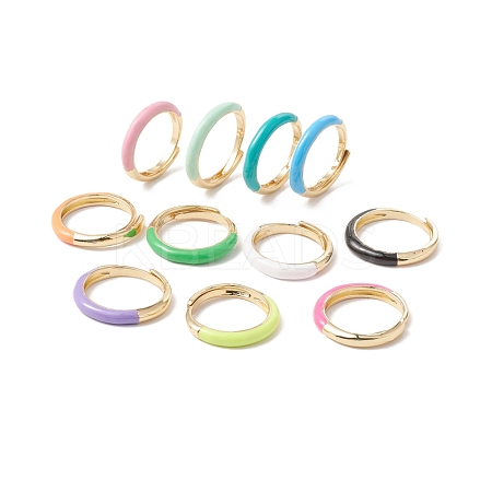 Enamel Adjustable Ring RJEW-F124-08-G-1