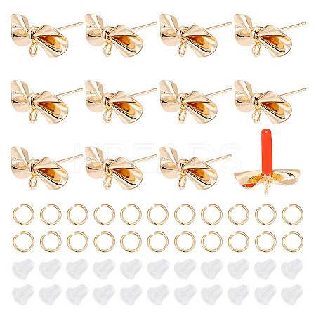 DIY Bowknot Brass Stud Earring Making Findings Kits DIY-GO0001-33-1