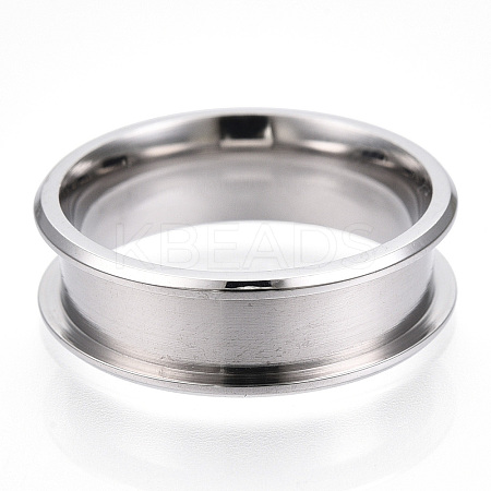 201 Stainless Steel Grooved Finger Ring for Women STAS-WH0039-09B-P-1