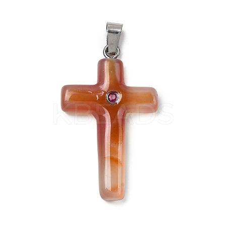Natural Red Agate Cross Pendants KK-D021-04J-P-1