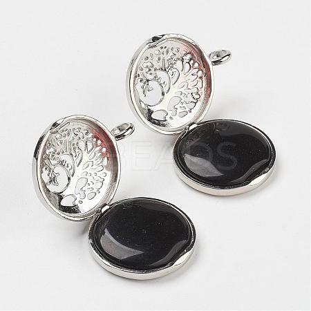 Natural Obsidian Pendants G-G910-B12-1