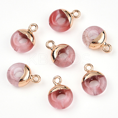 Watermelon Stone Glass Flat Round/Donut Charms X-G-I347-05-1