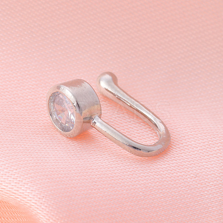Brass Micro Pave Clear Cubic Zirconia Clip on Nose Rings WG43D72-15-1