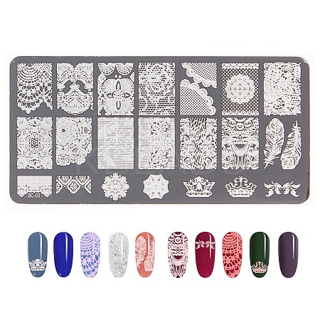 Non-Tarnish Lace Flower Stainless Steel Nail Art Stamping Plates LS-X-MRMJ-L003-C03-1