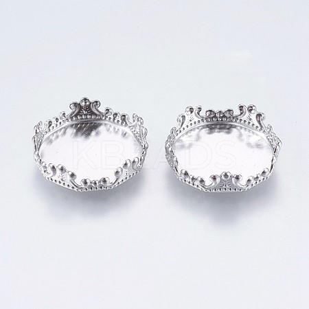 Tarnish Resistant 304 Stainless Steel Lace Edge Bezel Cups STAS-I097-061-15MM-1