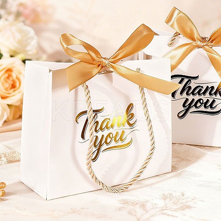 80Pcs Gold Stamping Thank You Paper Gift Packing Tote Bags ABAG-WA0001-05-1