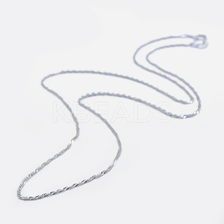 Anti-Tarnish Rhodium Plated 925 Sterling Silver Singapore Chain Necklaces STER-F039-45cm-06P-1
