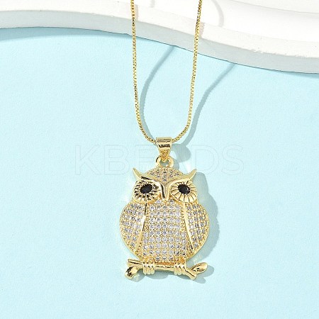 Brass Micro Pave Clear Cubic Zirconia Pendant Necklaces NJEW-D306-01G-C-1