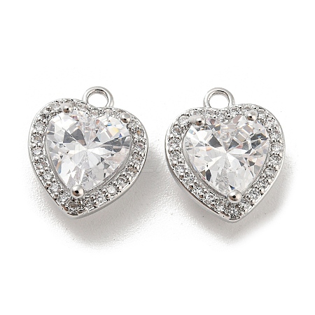 Brass Micro Pave Cubic Zirconia Charms KK-E090-05P-1