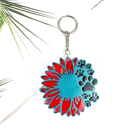 DIY Pet Theme Sunflower with Paw Print Pendant Silicone Molds SIMO-H010-04-1