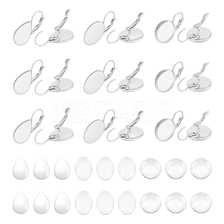 DIY 304 Stainless Steel & Glass Leverback Earring Jewelry Kits DIY-UN0006-06-1