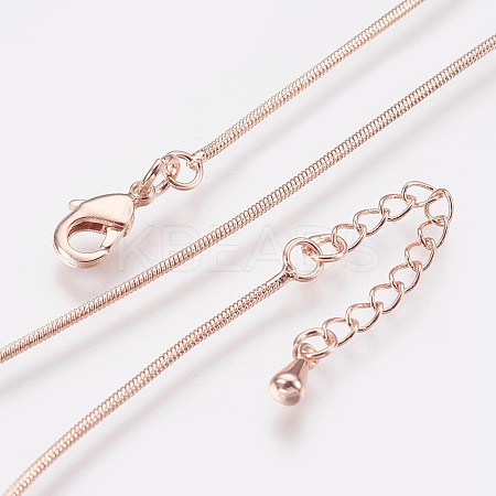 Long-Lasting Plated Brass Snake Chain Necklaces NJEW-K112-04RG-NF-1
