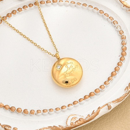 304 Stainless Steel Clear Cubic Zirconia Constellation Pendant Necklaces NJEW-R021-02G-09-1