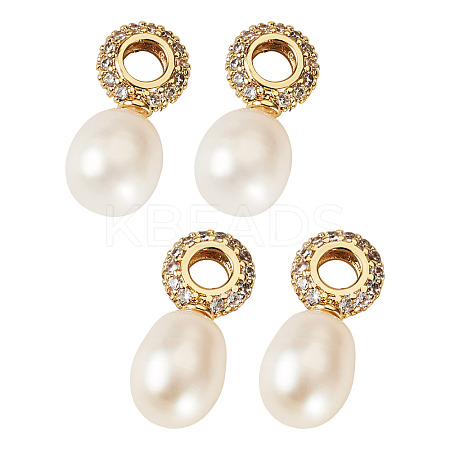 4Pcs Natural Cultured Freshwater Pearl Pendants PALLOY-TAC0178-1