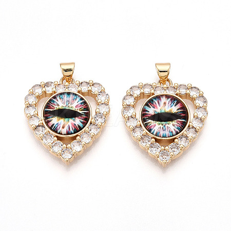 Brass Micro Pave Clear Cubic Zirconia Pendants for Women KK-T070-93A-03-1