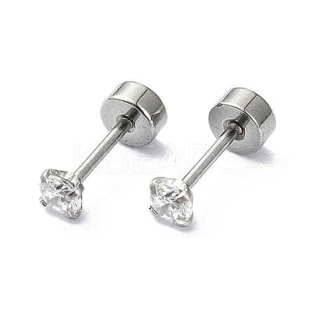 304 Stainless Steel Crystal Rhinestone Ear False Plugs STAS-C089-04A-P-1