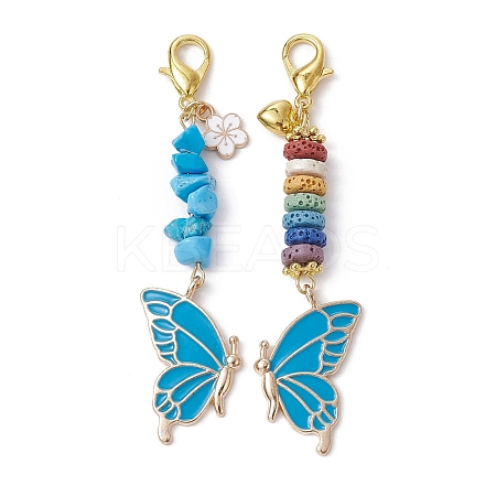 Butterfly Alloy Enamel Pendants Decoraiton HJEW-JM01637-04-1
