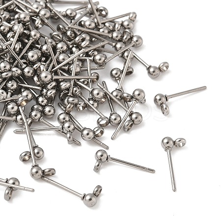 304 Stainless Steel Ball Post Stud Earring Findings X-STAS-Z035-01P-G-1