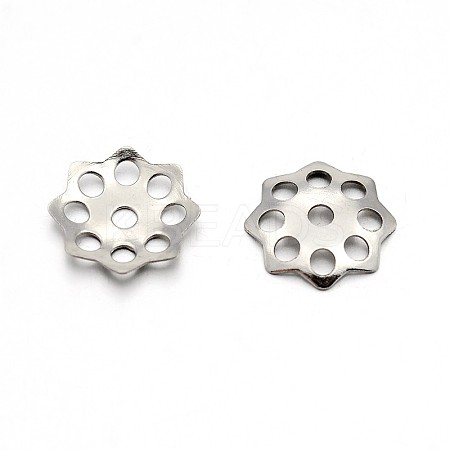 Tarnish Resistant Original Color 304 Stainless Steel Flower Bead Caps LS-STAS-E083-05P-1