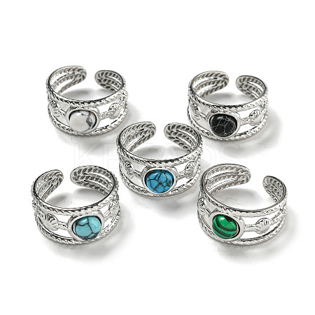 304 Stainless Steel Open Cuff Rings RJEW-C079-14P-1