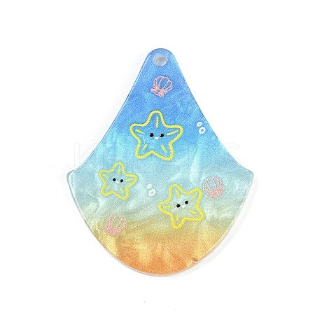 Marine Organism Series Fan Shape Acrylic Pendants OACR-Q101-03D-1