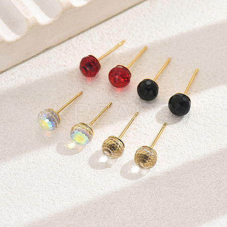 4 Pairs Elegant 201 Stainless Steel Round Stud Earrings for Women UV3323-1
