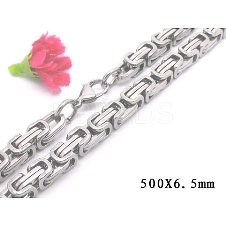 Non-Tarnish 201 Stainless Steel Byzantine Chain Necklaces LS-NJEW-V0299-02-1