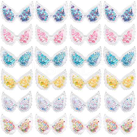 60Pcs 6 Colors Wing PVC Sequin Plastic Cabochons FIND-GF0005-42-1