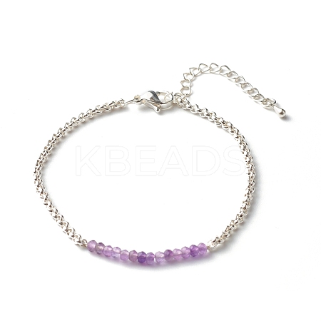 Natural Amethyst Beaded Bracelets BJEW-JB06384-02-1