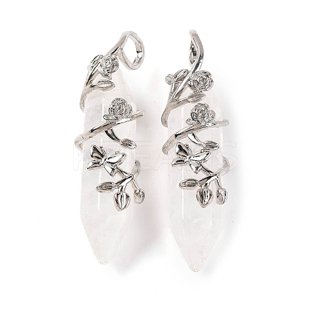 Natural Quartz Crystal Double Terminal Pointed Pendants G-C144-03P-05-1