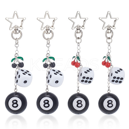 4Pcs 2 Styles Plastic & Alloy Enamel Pendant Decorations HJEW-ME00024-1