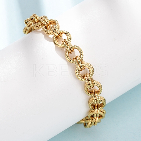 Twisted 304 Stainless Steel Double Ring Link Chains Bracelets for Women BJEW-G780-06G-02-1