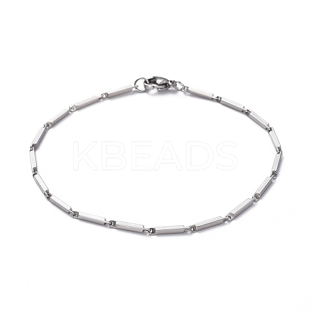 Tarnish Resistant Unisex 201 Stainless Steel Bar Link Chain Bracelets BJEW-L637-42A-P-1