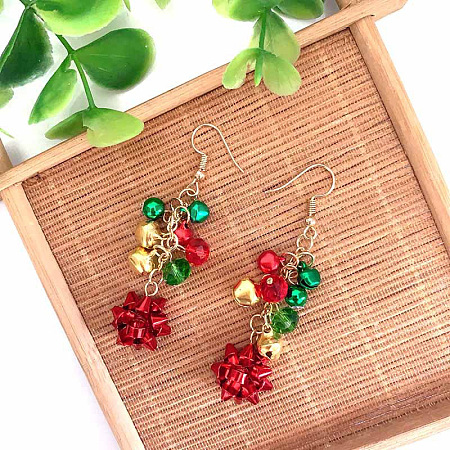 Christmas Bell & Flower Alloy Dangle Earrings WGBF40A-03-1