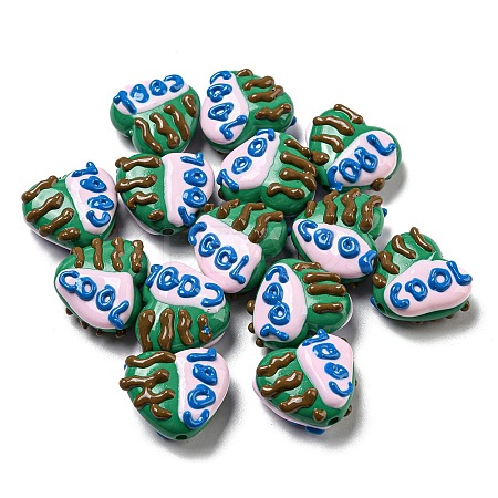 Hand Painted Acrylic with Enamel Beads MACR-D031-06E-1