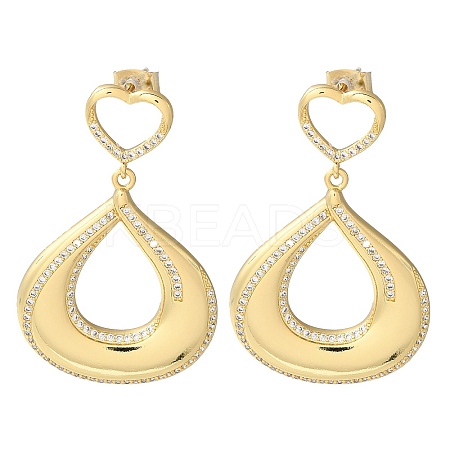 Rack Plating Brass Micro Pave Cubic Zirconia Dangle Stud Earrings EJEW-M230-14G-1